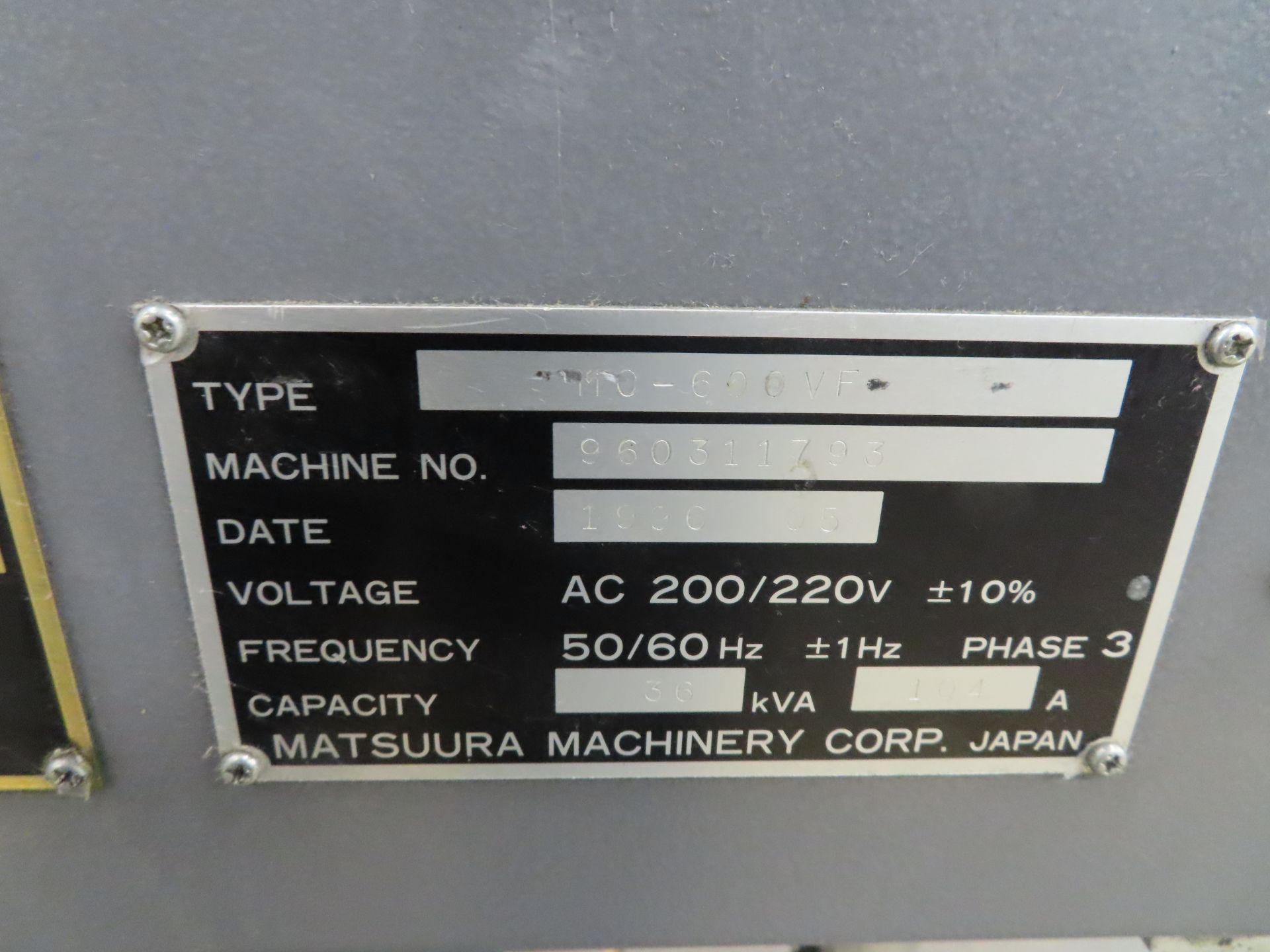 Matsuura MC600VF CNC Vertical Machining Center - Image 15 of 15
