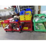 (4) Rolling Shop Carts & Contents