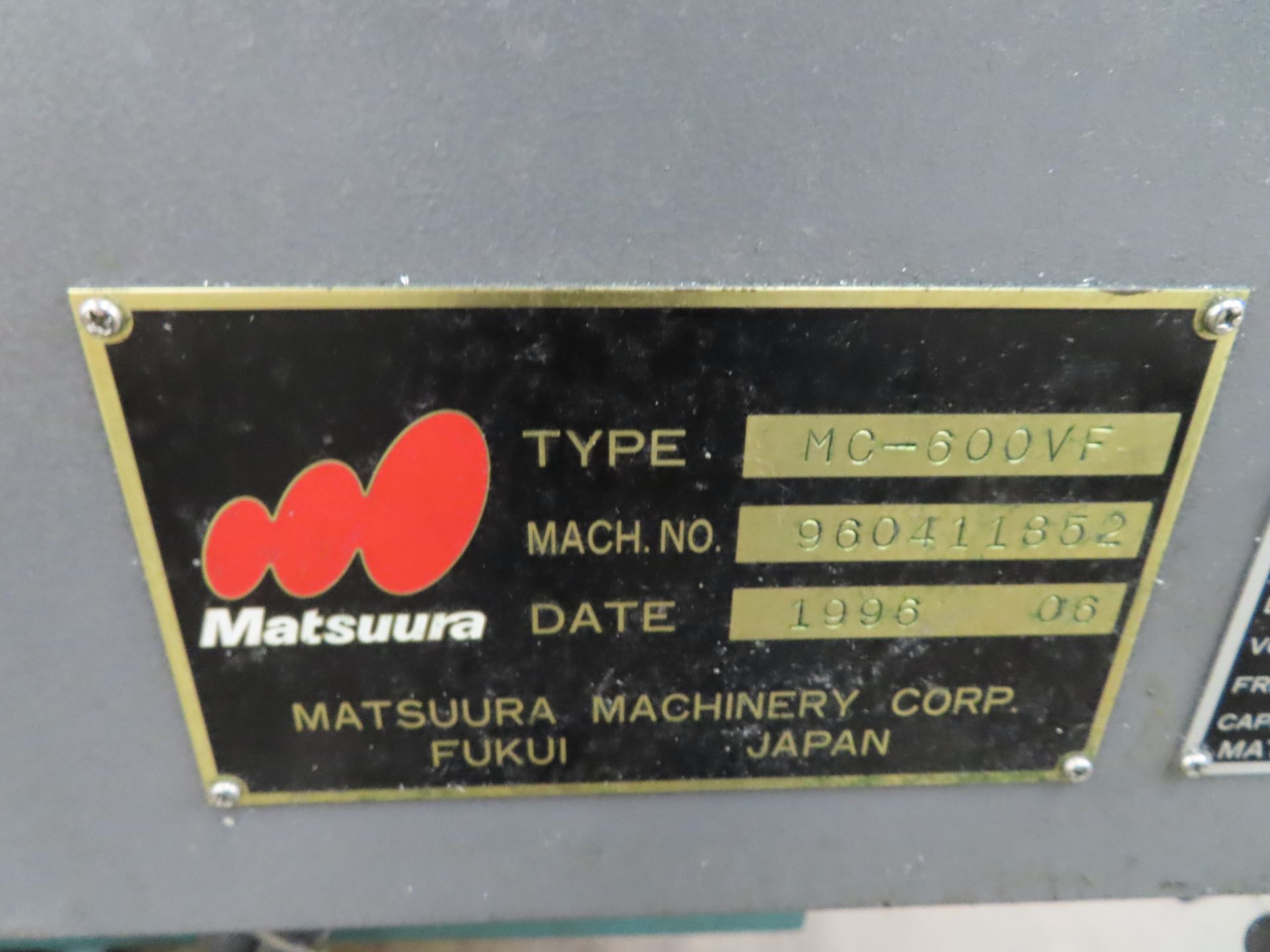 1996 Matsuura MC-600VF CNC Vertical Machining Center - Image 11 of 12