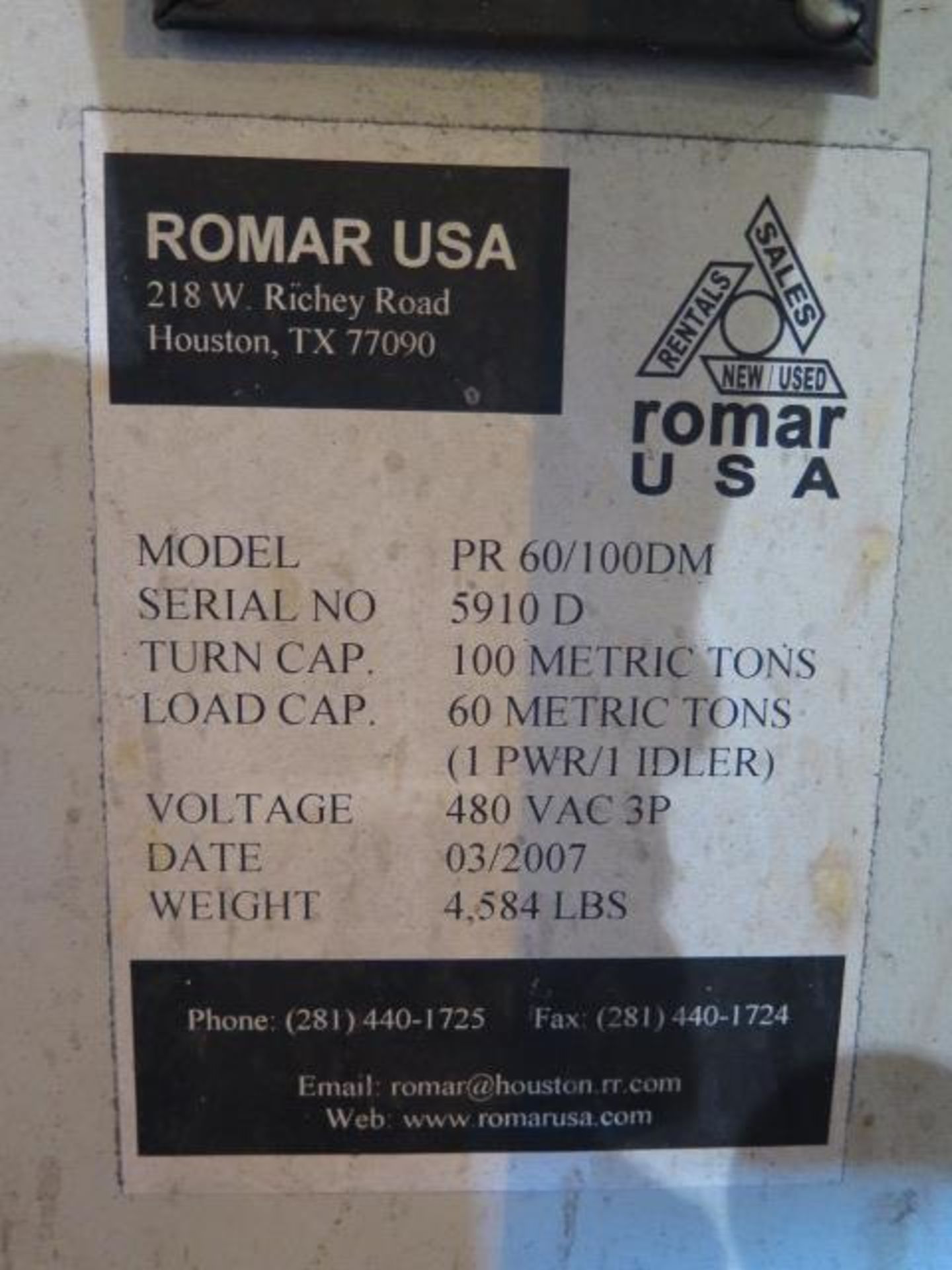 Romar PR60/100 DM Ton Turning Rolls - Image 14 of 14