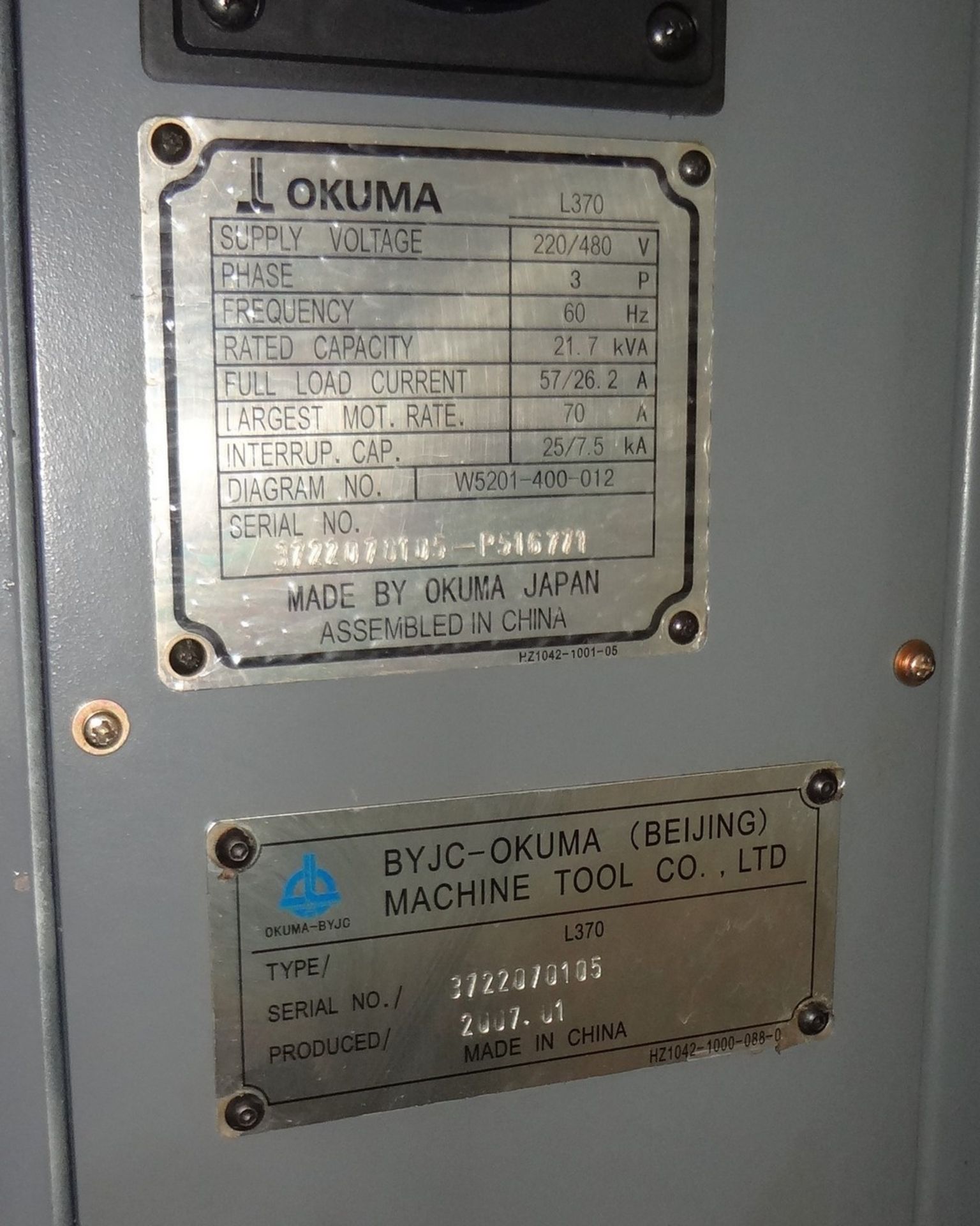 Okuma Captain L370 CNC Lathe, OSP-P200 CNC Control, S/N 3722070105-P516771 [2007] - Image 20 of 20