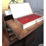 (3) Vermont, (1) Misc. Pin Gage Sets with Sliding Draw Cabinet