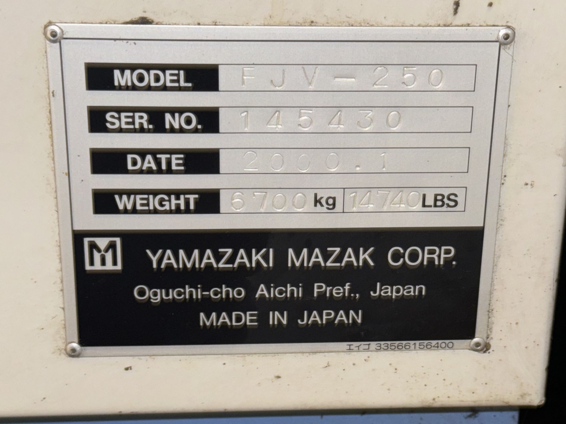 Mazak FJV-250 CNC Vertical Machining Center, Mazatrol PC-Fusion 640M CNC Control, S/N 145430 [2000] - Image 17 of 17