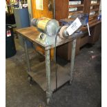8" Dayton Double End Grinder with 6" Swivel Base Vise on Rolling Steel Table