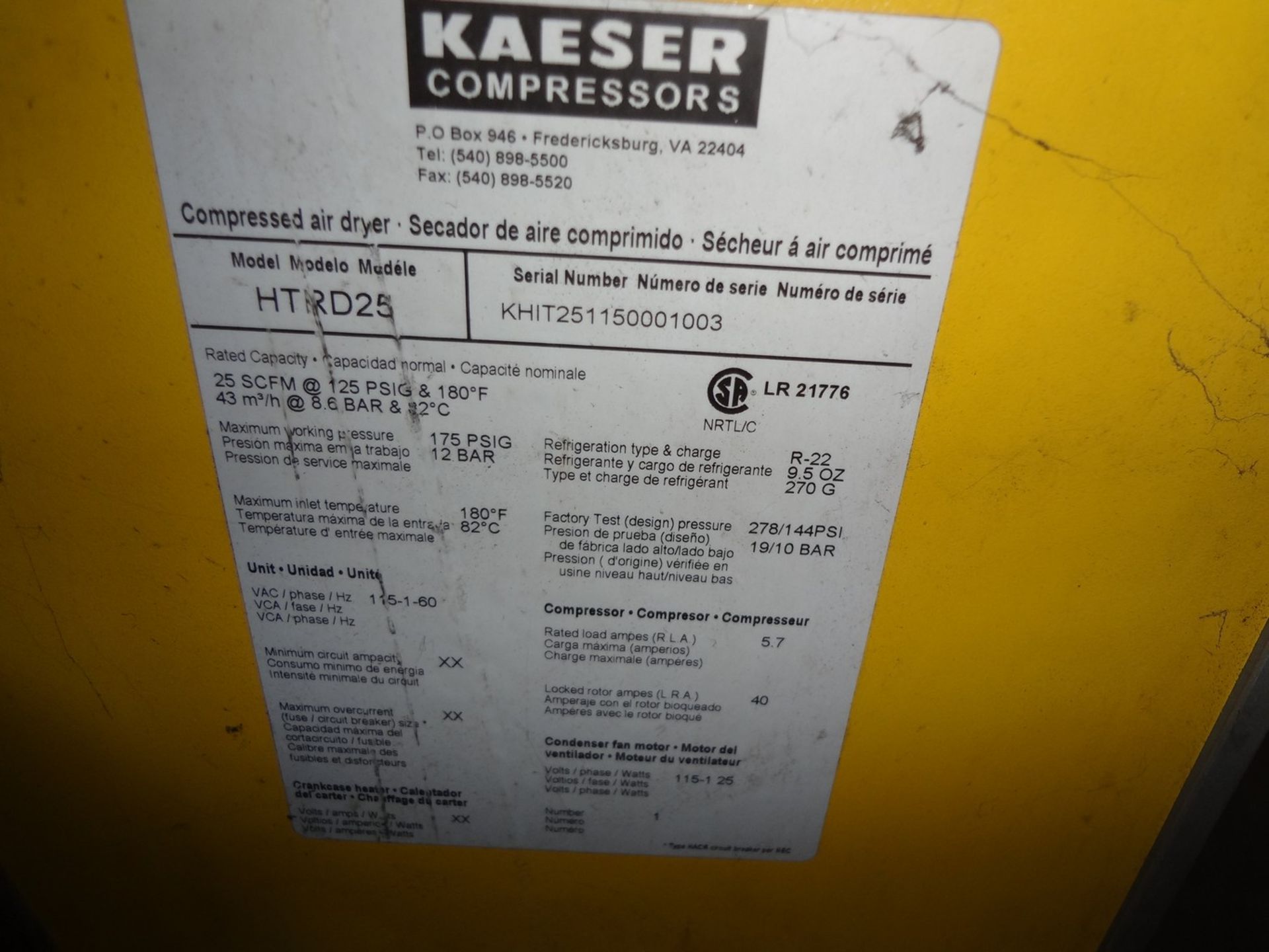 Kaeser HTRD25 Air Dryer - Image 2 of 2