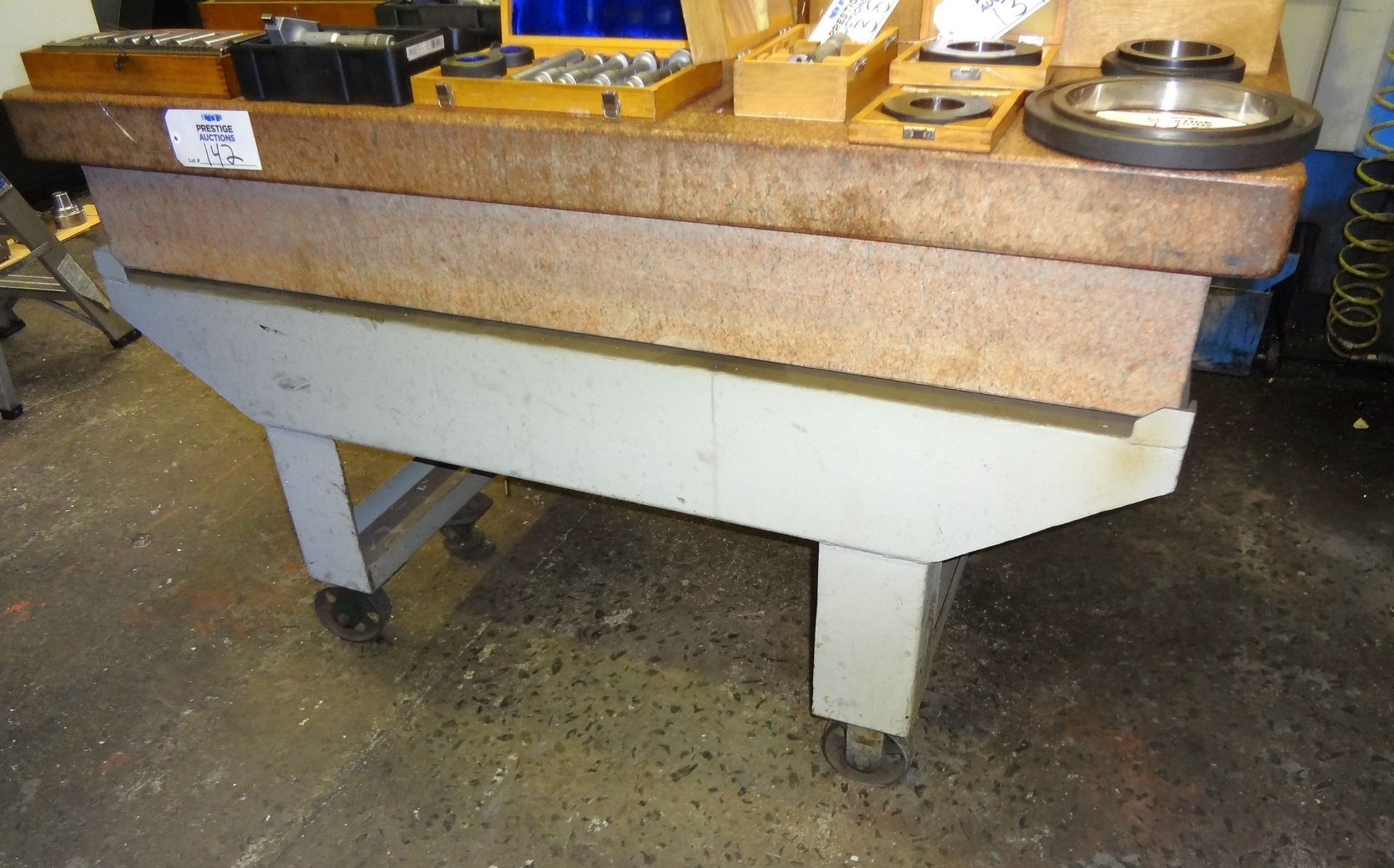 30" x 60" Granite Surface Plate with Steel Rolling Table - No Contents