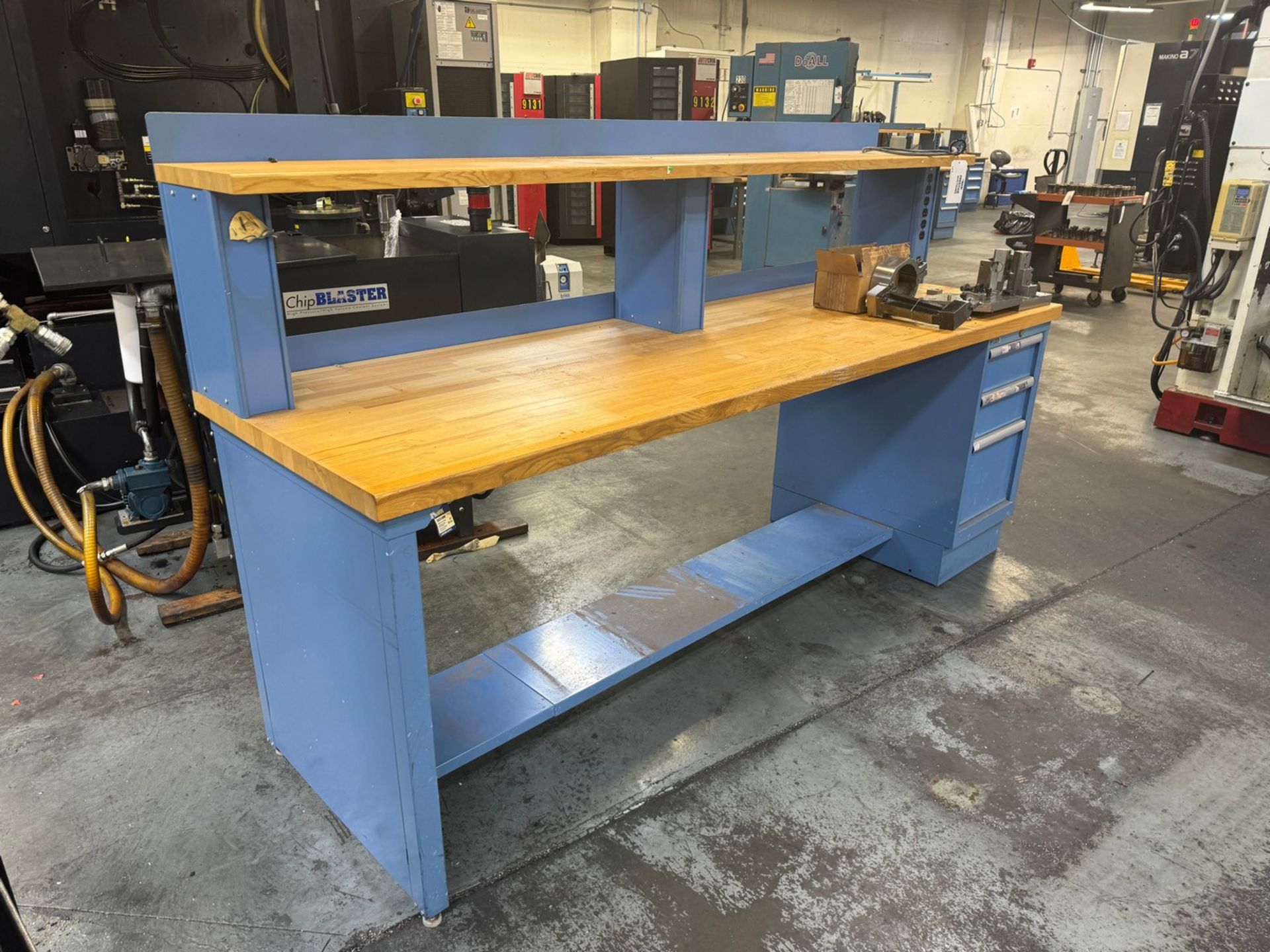 96" x 30" Lista 3-Drawer Steel Shop Work Desk with Electrical Outlet, Upper Shelf - Image 3 of 3