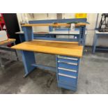 (2) 60" x 30" Lista 4-Drawer Wood Top Shop Desks, with Electrical Outlet, Upper Shelf (No Contents)