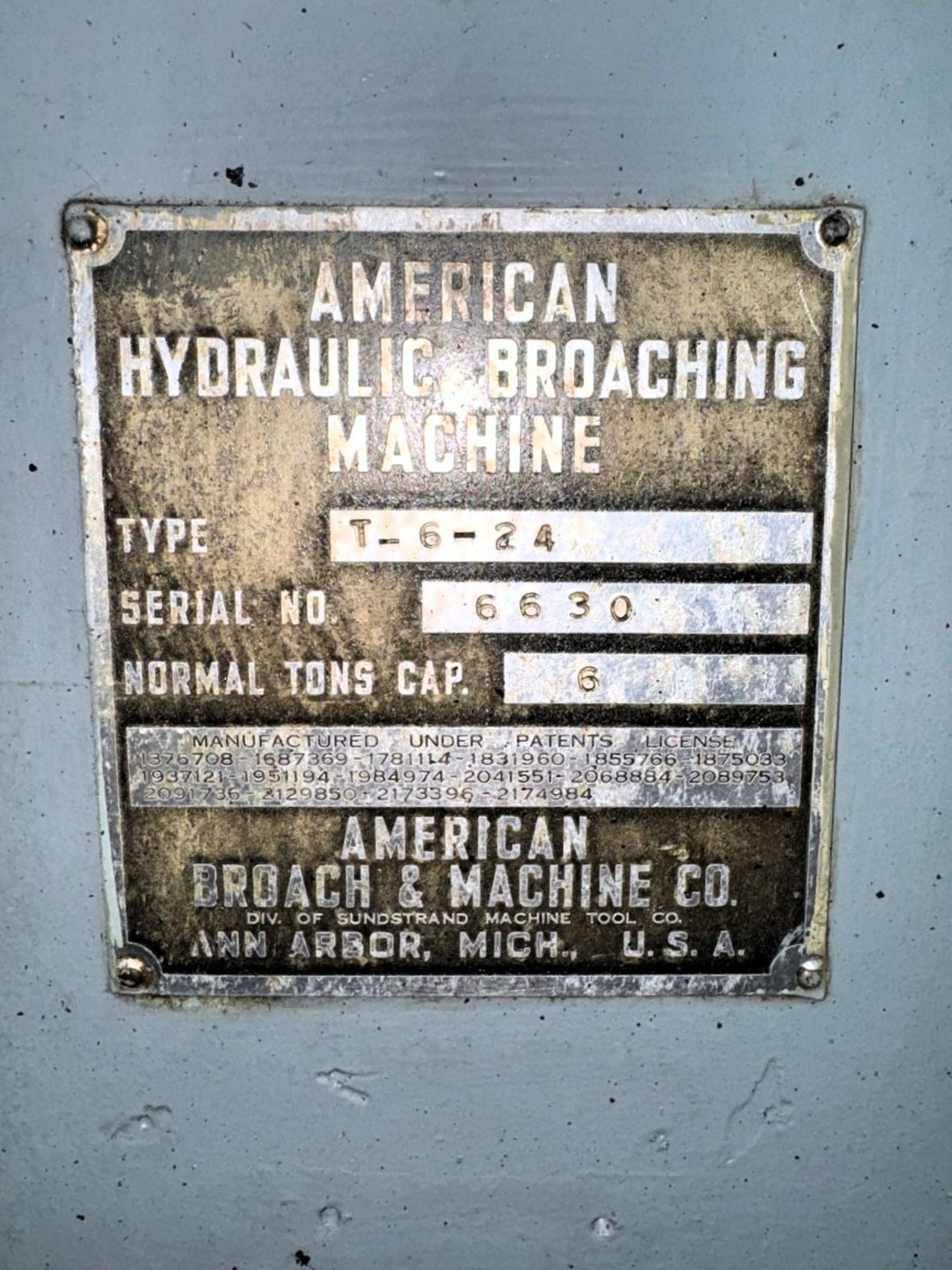 American Model T-6-24 Vertical Hydraulic Broach - Image 6 of 6