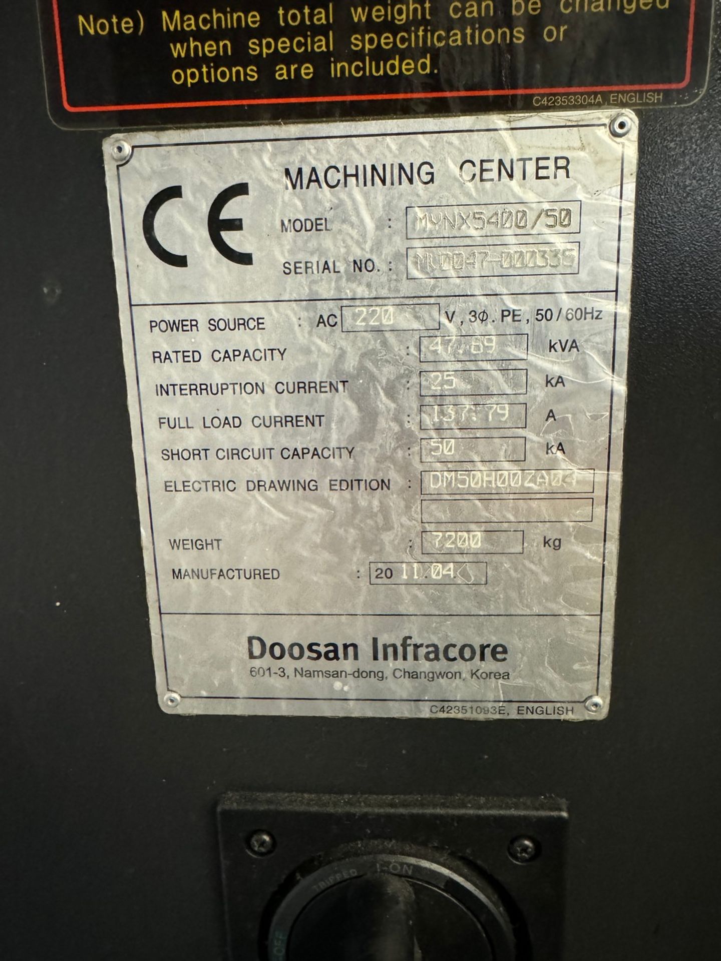 Doosan Mynx 5400/50 CNC Vertical Machining Center - Image 15 of 15