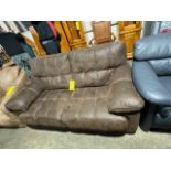 39 IN. X 69 IN. BROWN MICROFIBER SOFA WITH TAN SADDLESTITCH (Located in Southampton, PA)