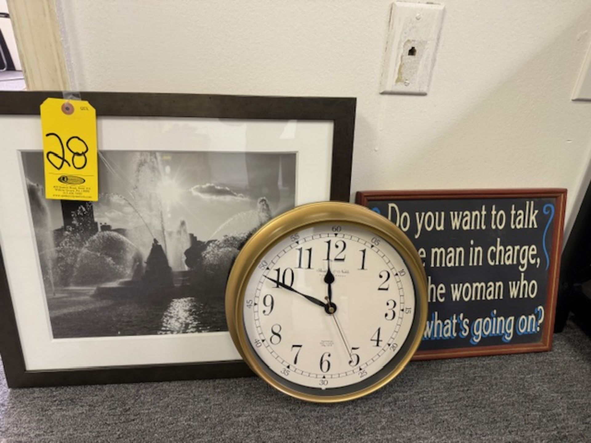 WALL CLOCK, FOUNTAIN PICTURE AND STATEMENT PICTURE (Located in Willow Grove, PA) - Image 2 of 2