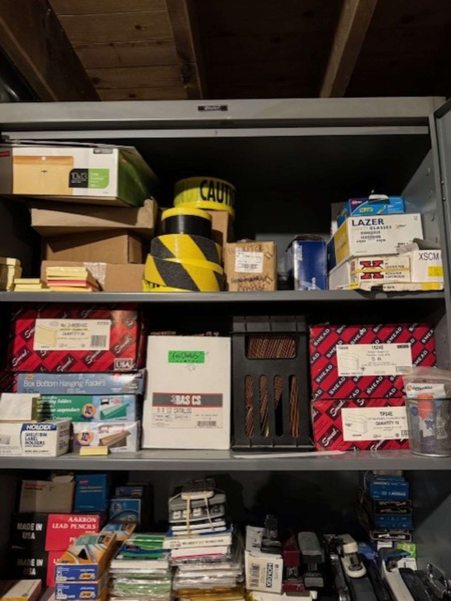 DOUBLE DOOR SUPPLY CABINET WITH OFFICE SUPPLIES, INCLUDES LABEL TAGGERS… - Image 2 of 4