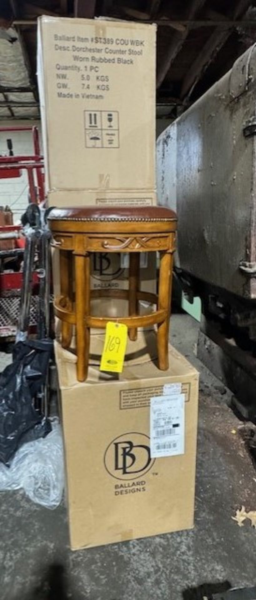 (4) PADDED NAIL HEAD SWIVEL WOOD STOOLS (NOT ORIGINAL BOXES) (Located in Southampton, PA)