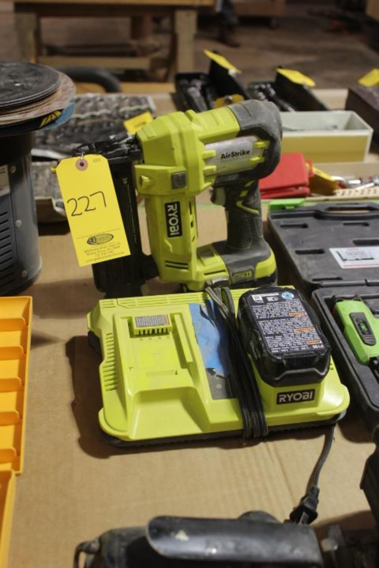 RYOBI CORDLESS AIRTSTRIKE NAILER, (2) BATTERIES AND CHARGER