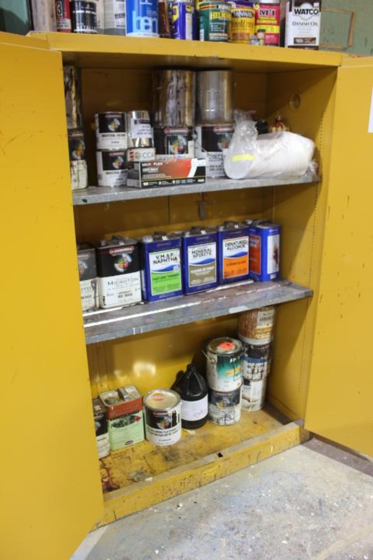 JUSTRITE 45 GALLON FLAMMABLE PROOF CABINET WITH CONTENTS - Image 2 of 2