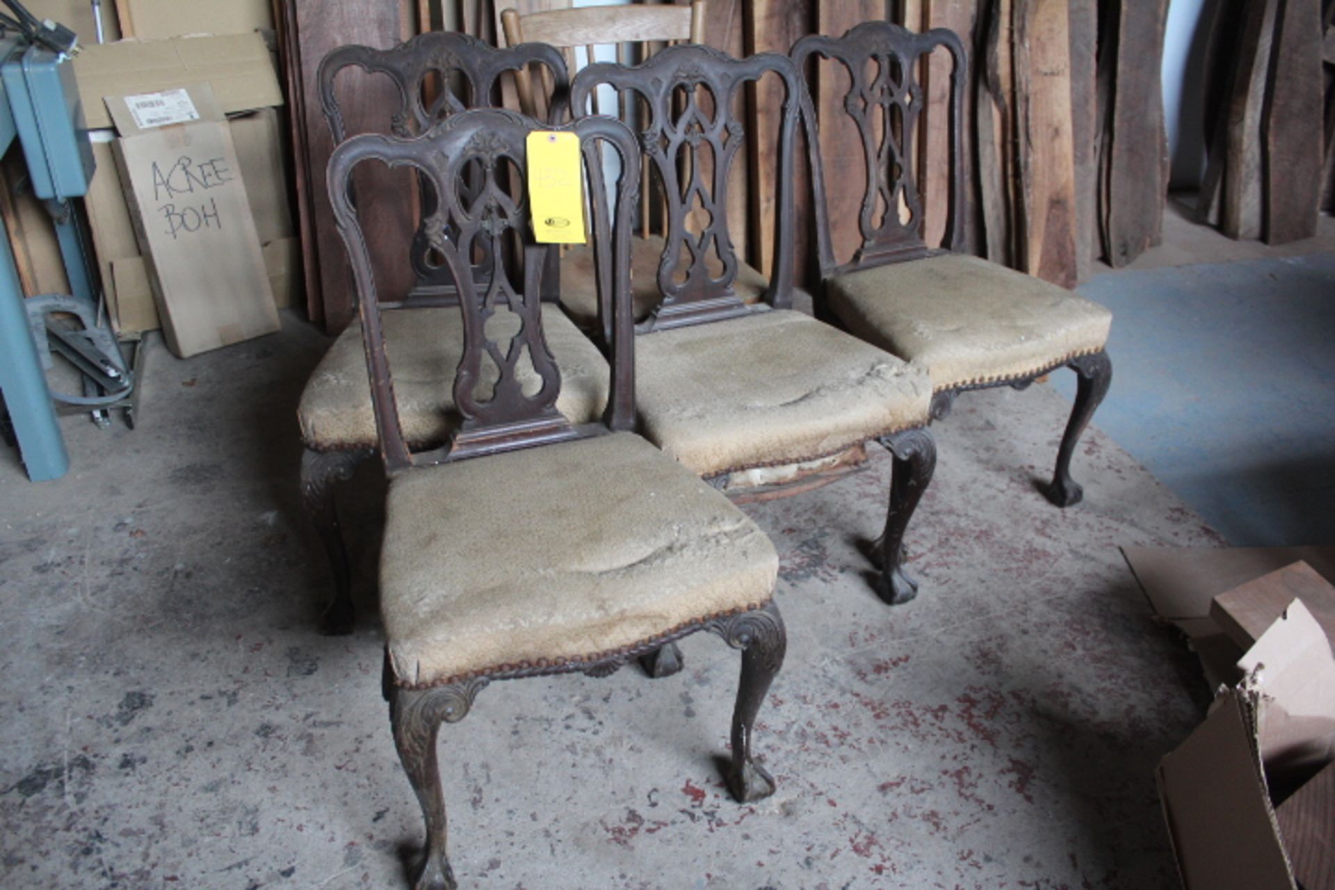 (4) 19TH CENTURY CHIPPENDALE BALL AND CLAW FOOT CHAIRS