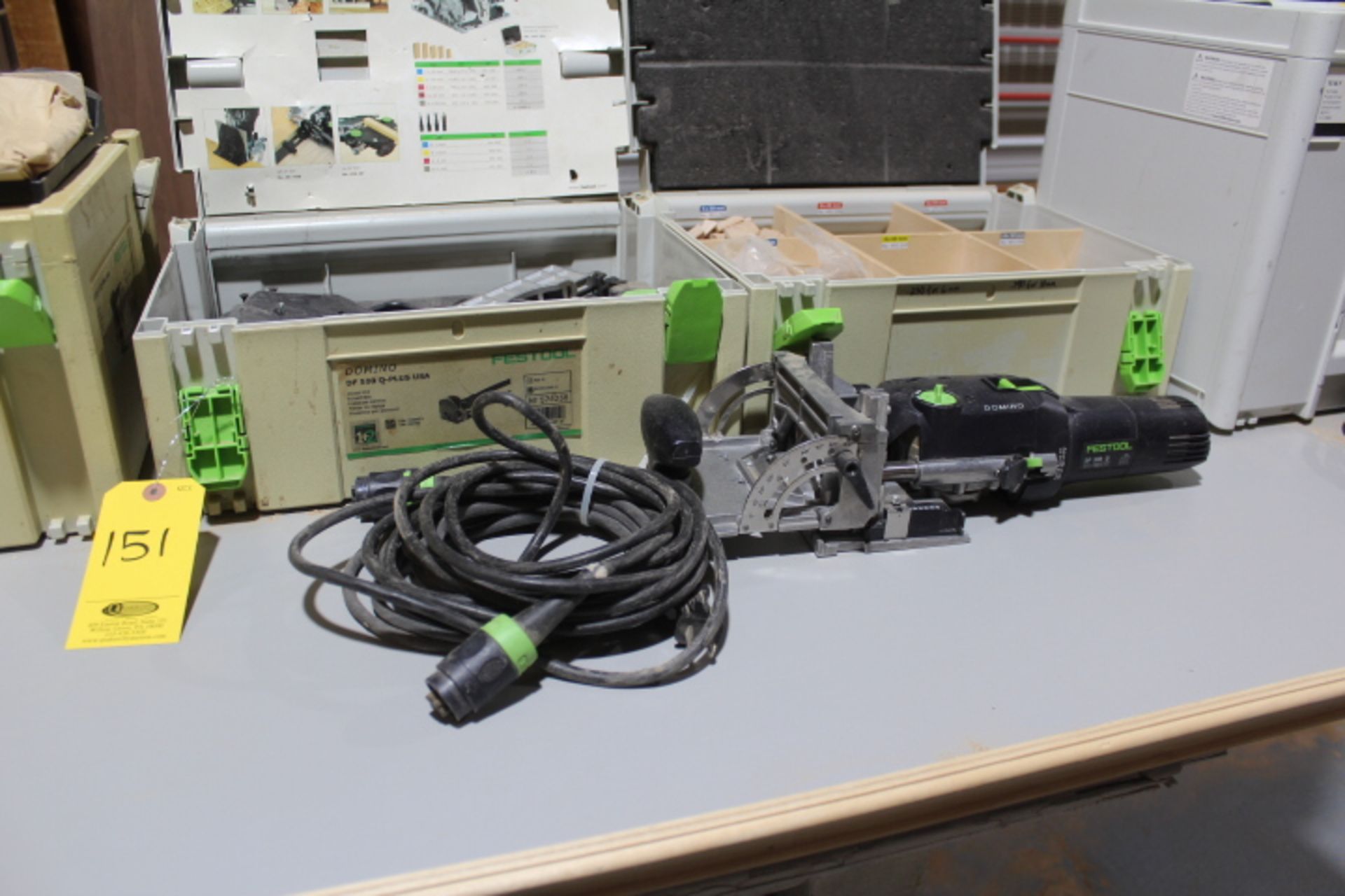 FESTOOL DF500Q BISCUIT DOMINO JOINER AND BOX OF SUPPLIES