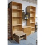 BOOKCASES, PEDESTAL FILE AND TABLE