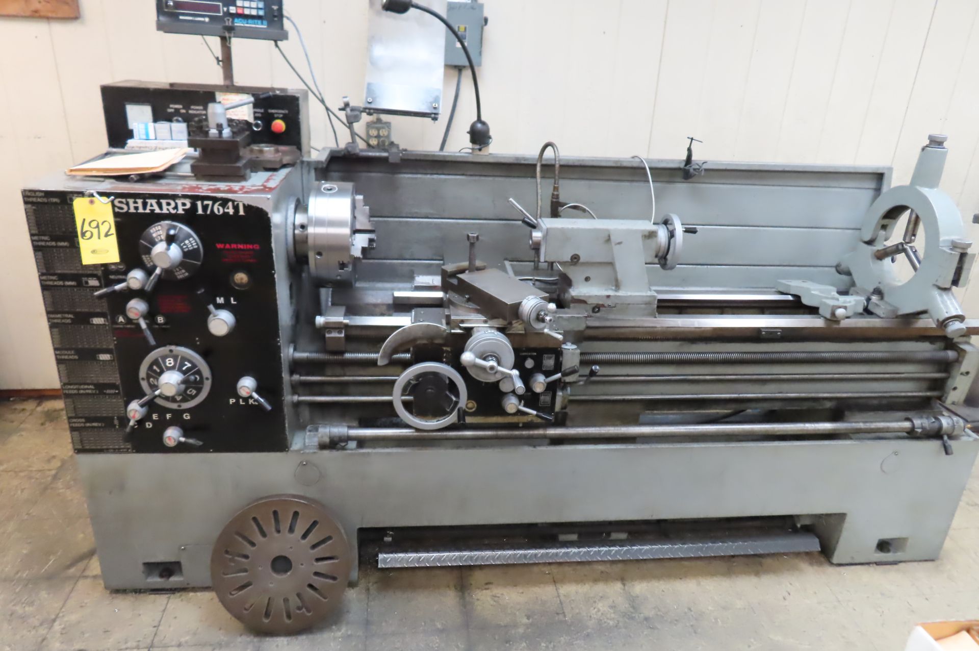 SHARP 1764T GAP BED ENGINE LATHE, S/N 91017