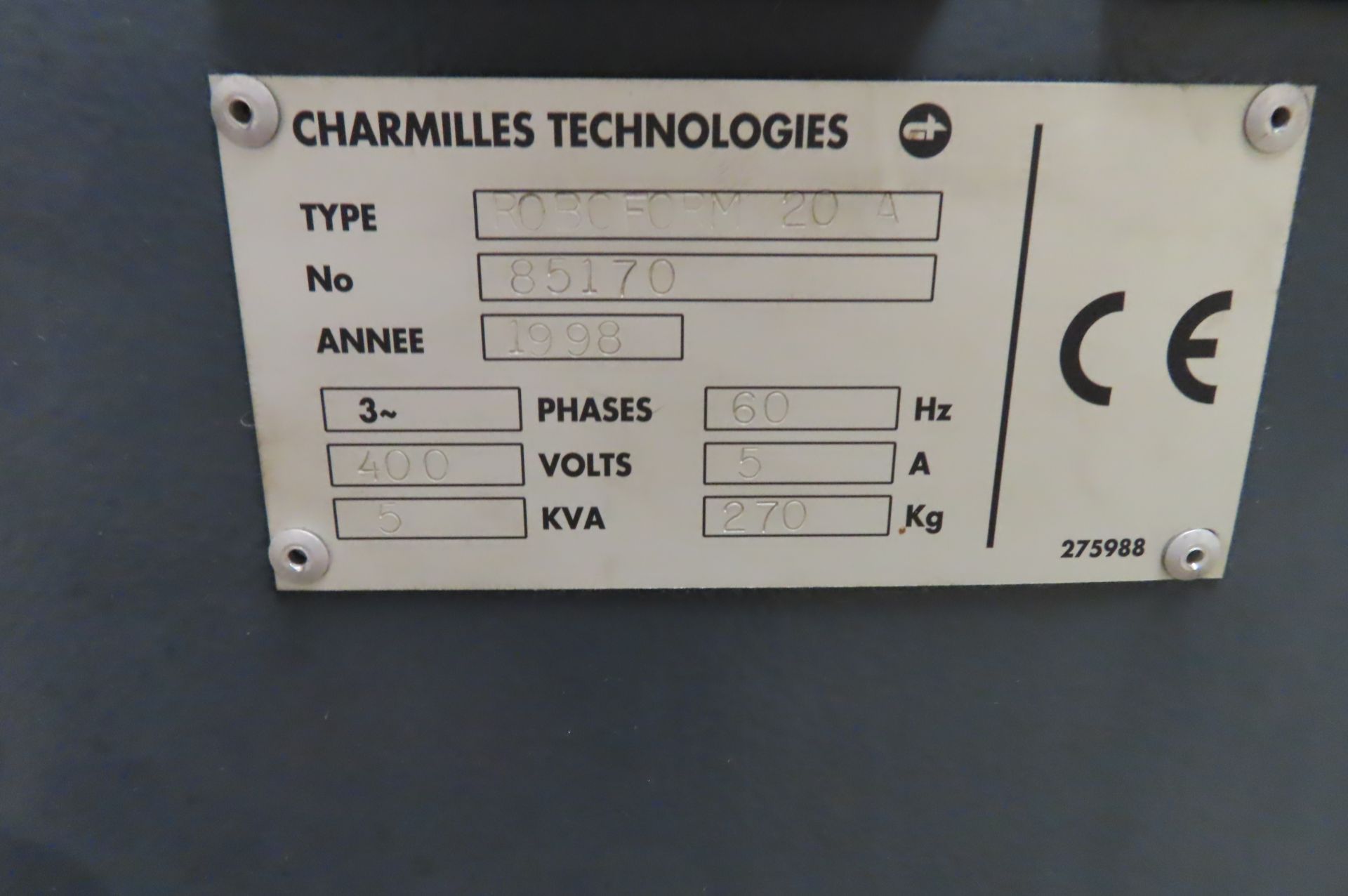 1998 CHARMILLES ROBOFORM 20A CNC DIE SINK EDM, S/N 220142, CHARMILLES POWER - Image 6 of 8