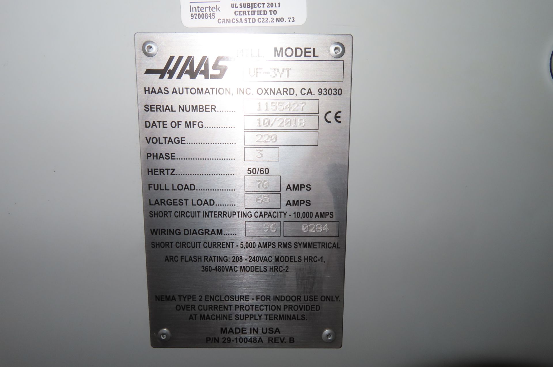 2018 HAAS VF-3YT CNC VERTICAL MACHINING CENTER - Image 16 of 16