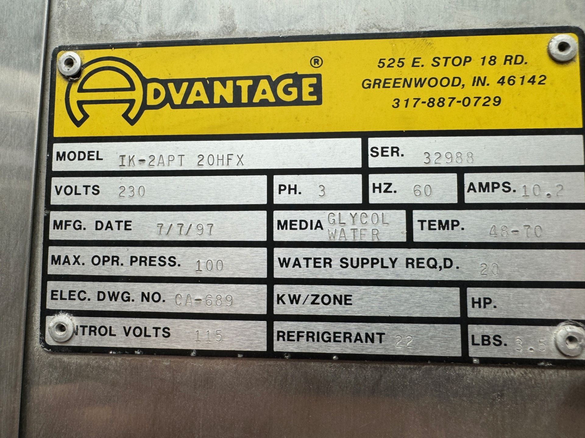 ADVANTAGE IK-2APT 20HFX CHILLER WITH ELEVATED… - Image 3 of 3