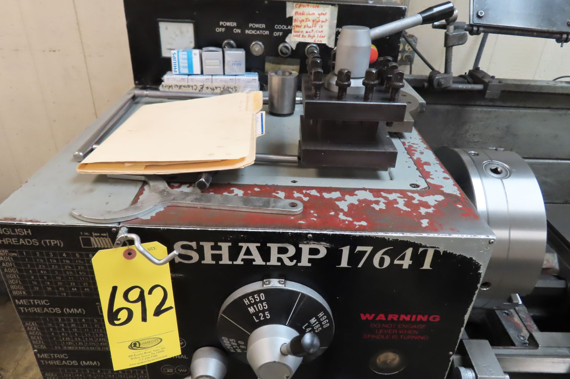 SHARP 1764T GAP BED ENGINE LATHE SERIAL NO 91017, … - Image 3 of 9