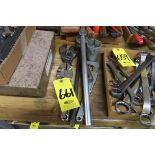 (2) ADJUSTABLE WRENCHES, (1) VISE GRIP, (1) PIPE WRENCH, …