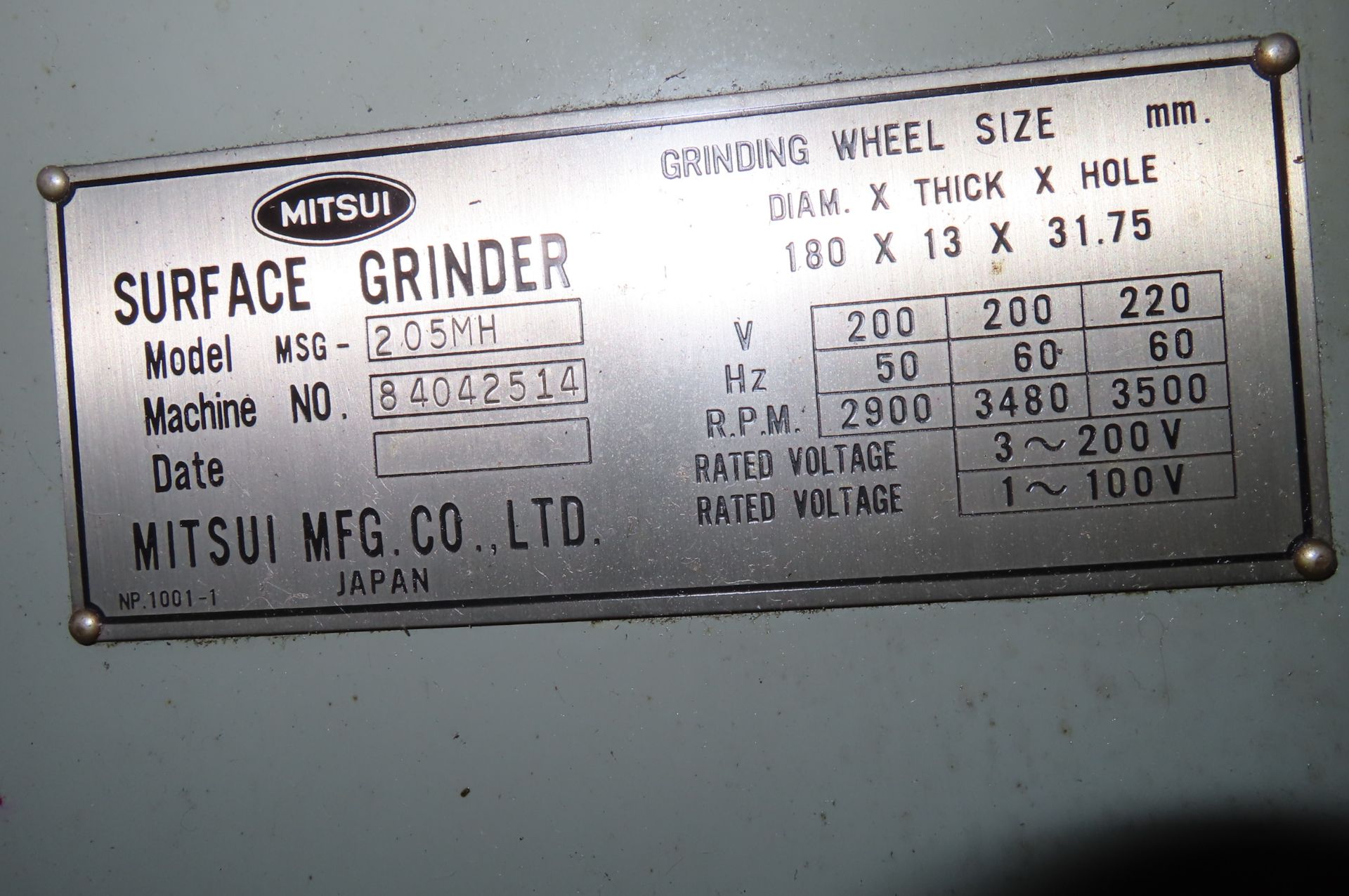MITSUI 205MH HANDFEED SURFACE GRINDER, S/N 84042514… - Image 5 of 5