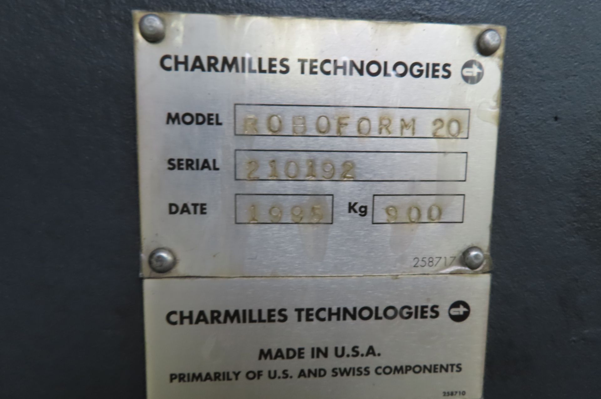 1995 CHARMILLES ROBOFORM 20 CNC DIE SINK EDM, S/N 210192… - Image 9 of 9
