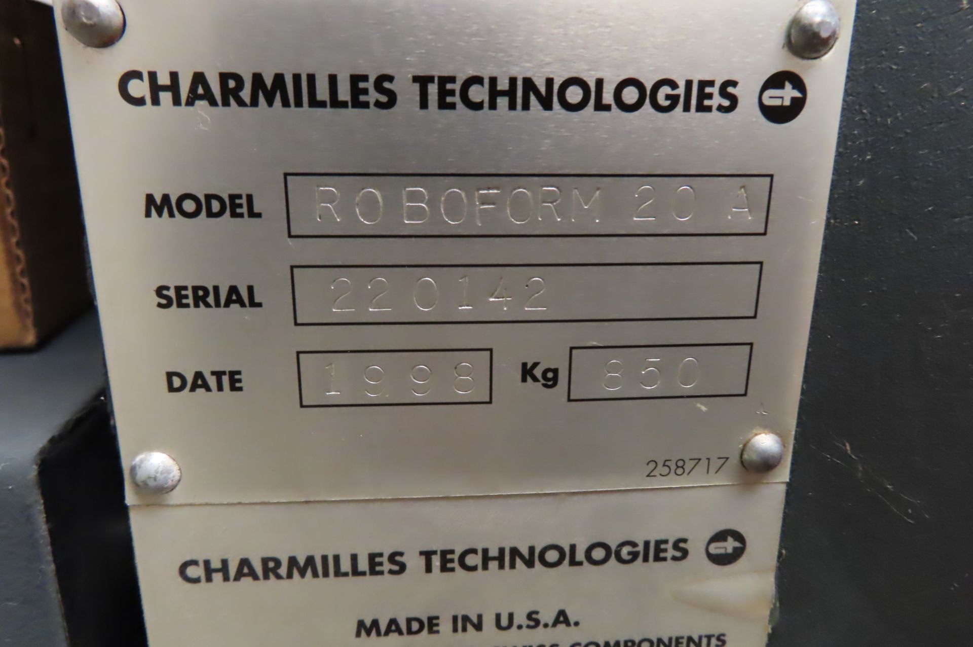 1998 CHARMILLES ROBOFORM 20A CNC DIE SINK EDM, S/N 220142, CHARMILLES POWER - Image 8 of 8