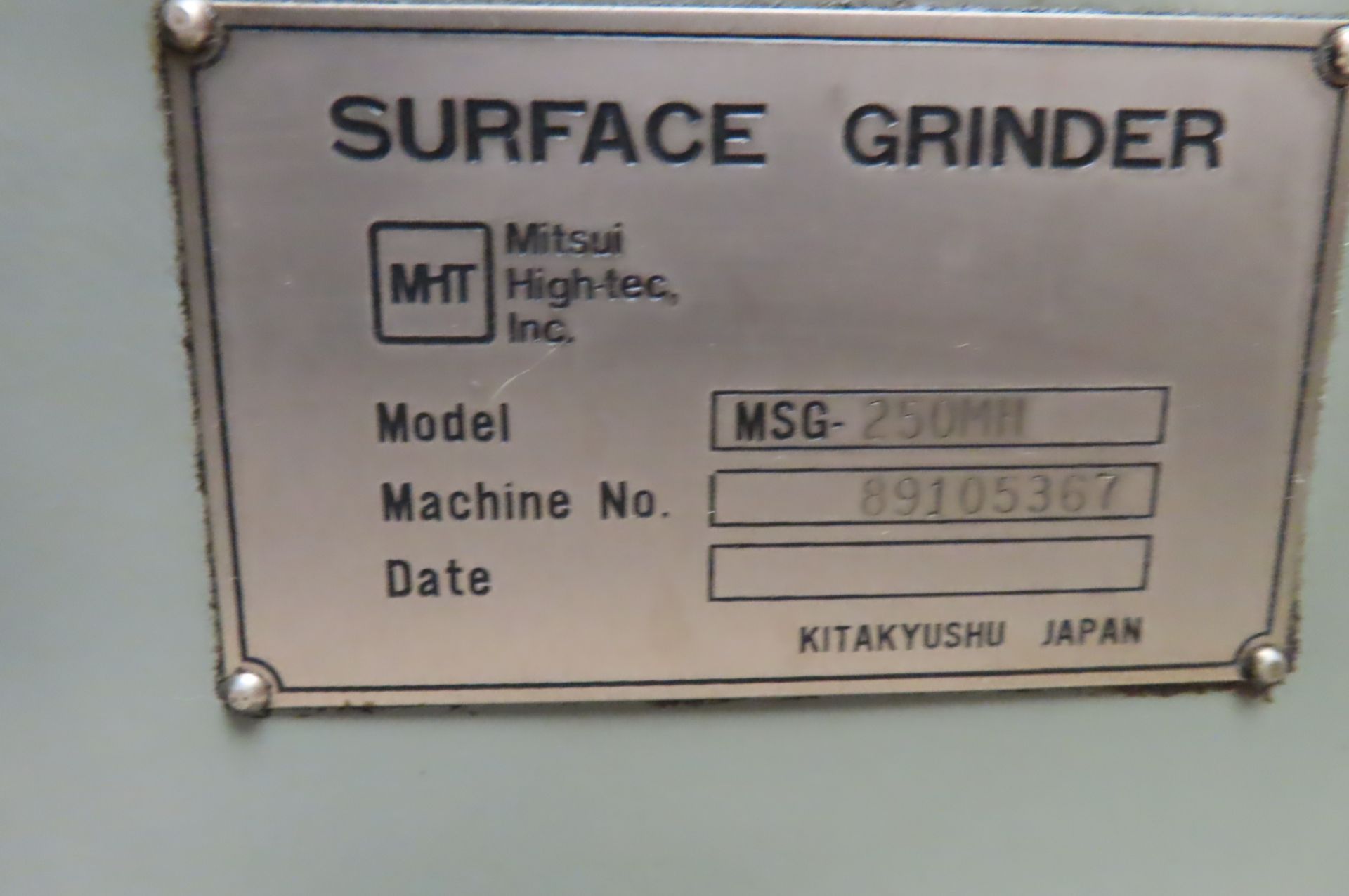 MITSUI MSG-250MH HAND FEED SURFACE GRINDER, S/N 89105367 … - Image 5 of 5