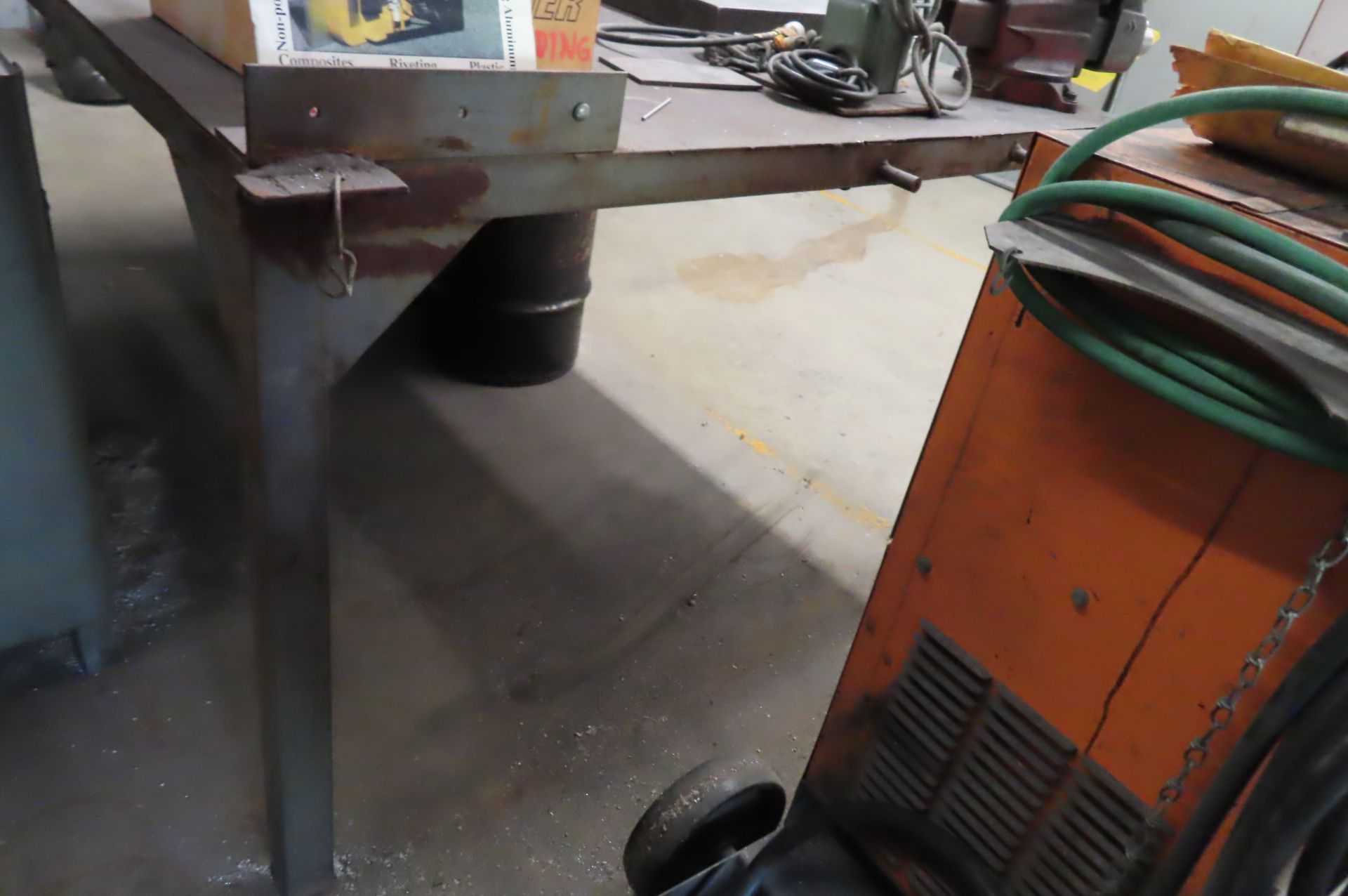 48 X 72 IN. IRON TABLE WITH ANGLE IRON LEGS (VISE NOT IN.CLUDED) - Image 3 of 3