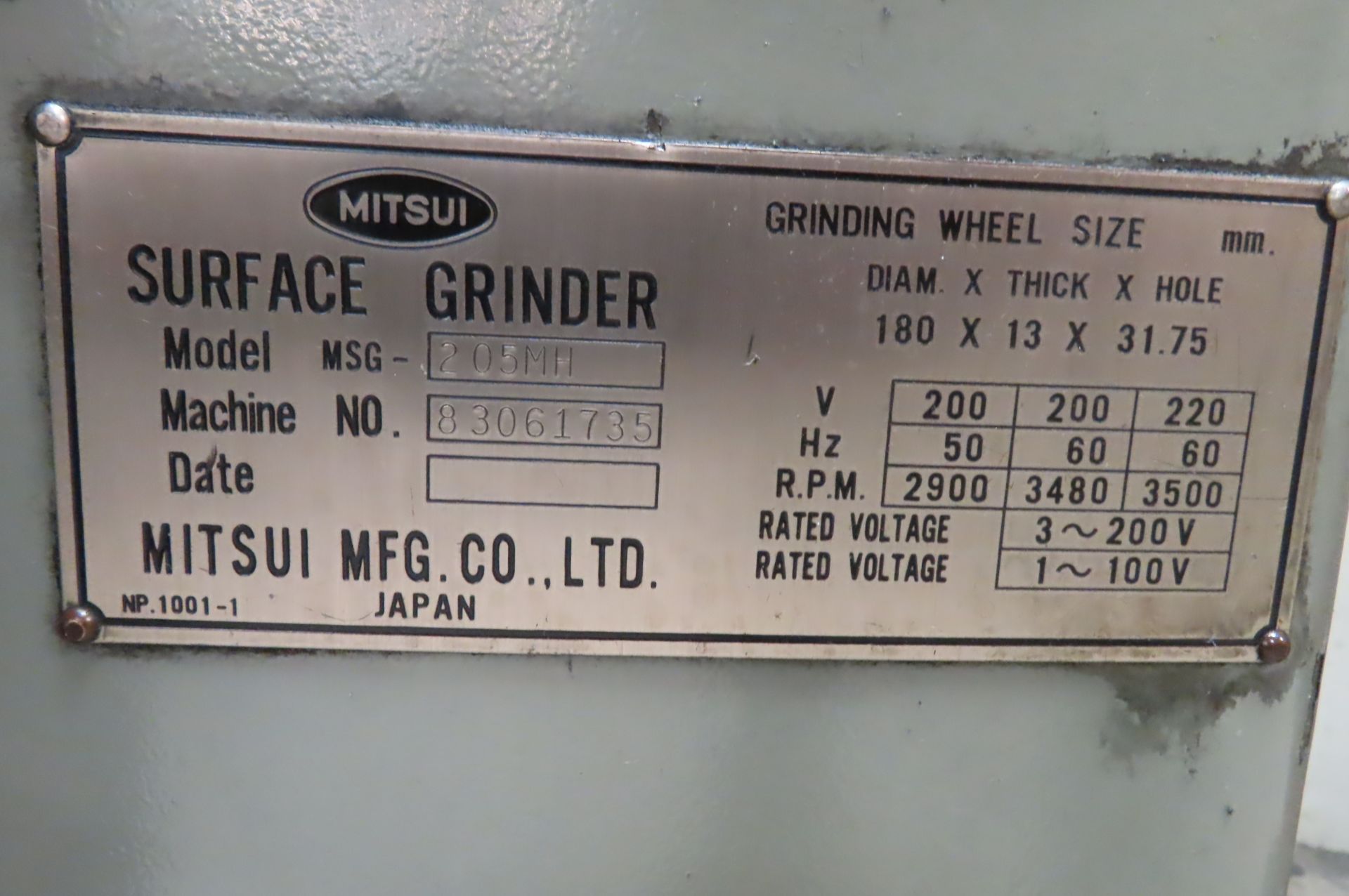 MITSUI MSG-205MH HANDFEED SURFACE GRINDER, S/N 83061735… - Image 4 of 4