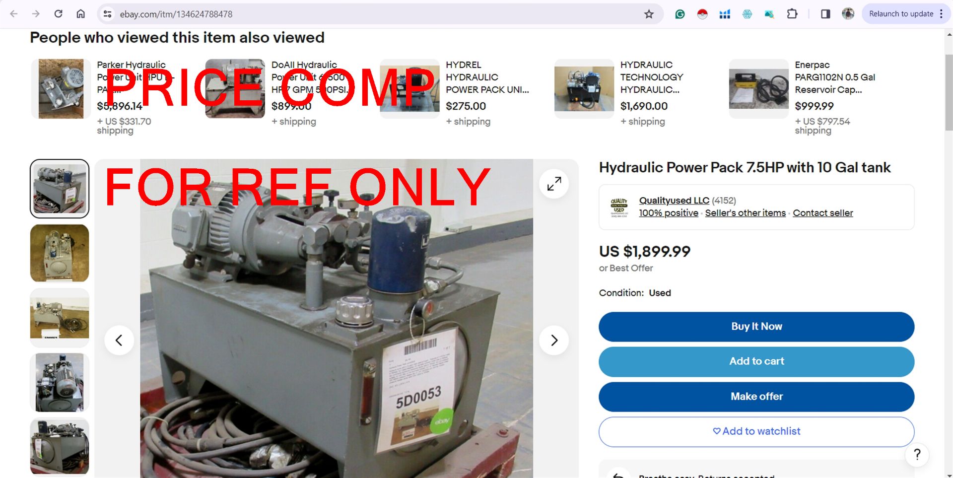 Hydraulic Unit 7.5 HP- (LOADING FEE - $50) - Image 10 of 12