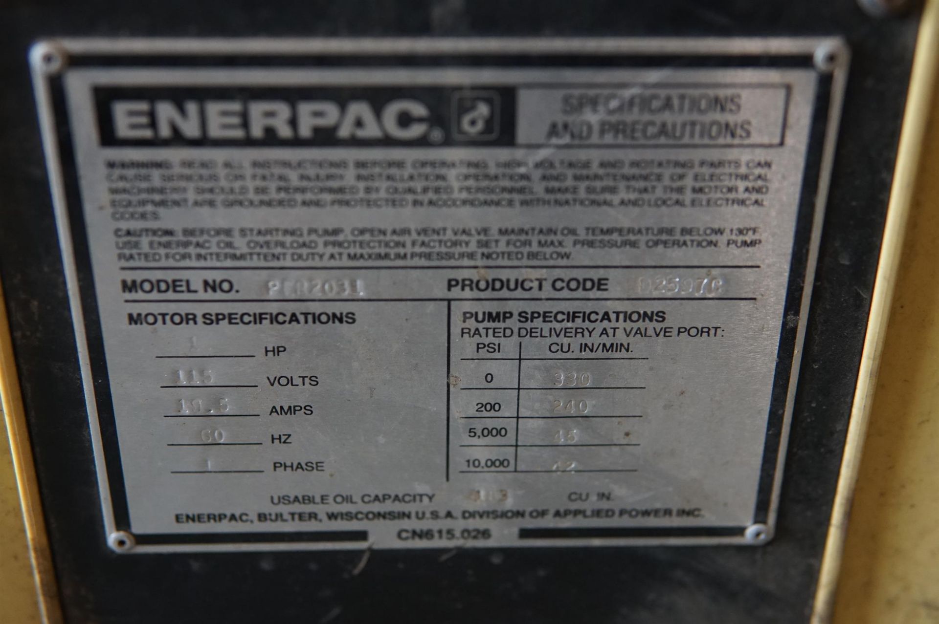 Enerpac Power Unit - Image 4 of 10