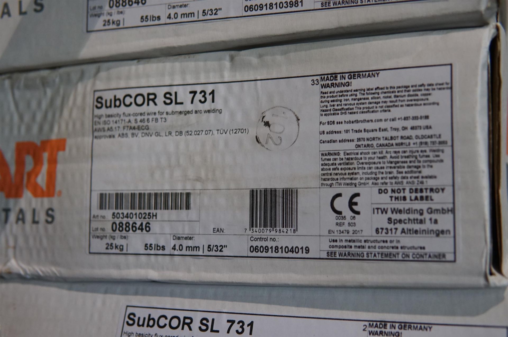 Hobart SubCOR SL 731 5/32 Welding Wire (18)- (LOADING FEE - $25) - Image 2 of 3