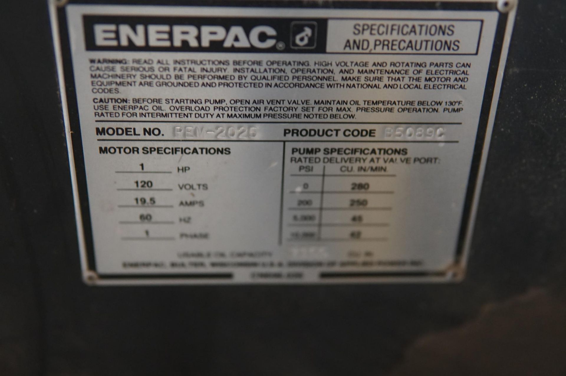 Enerpac Power Unit - Image 9 of 15