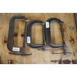 Lot of 3 C-Clamps, 6 AND 8 IN.