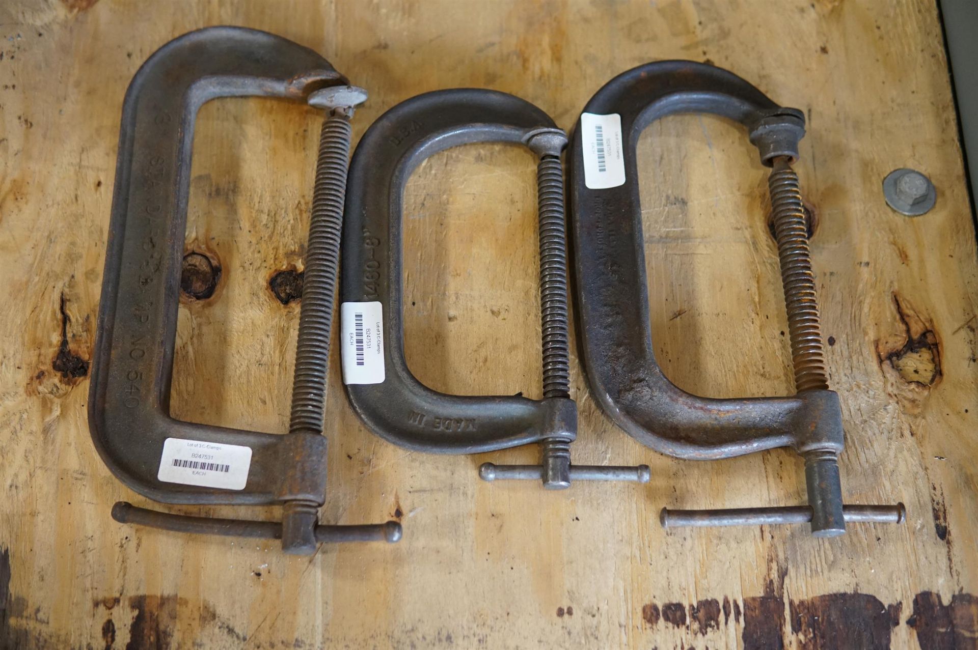 Lot of 3 C-Clamps, 6 AND 8 IN.