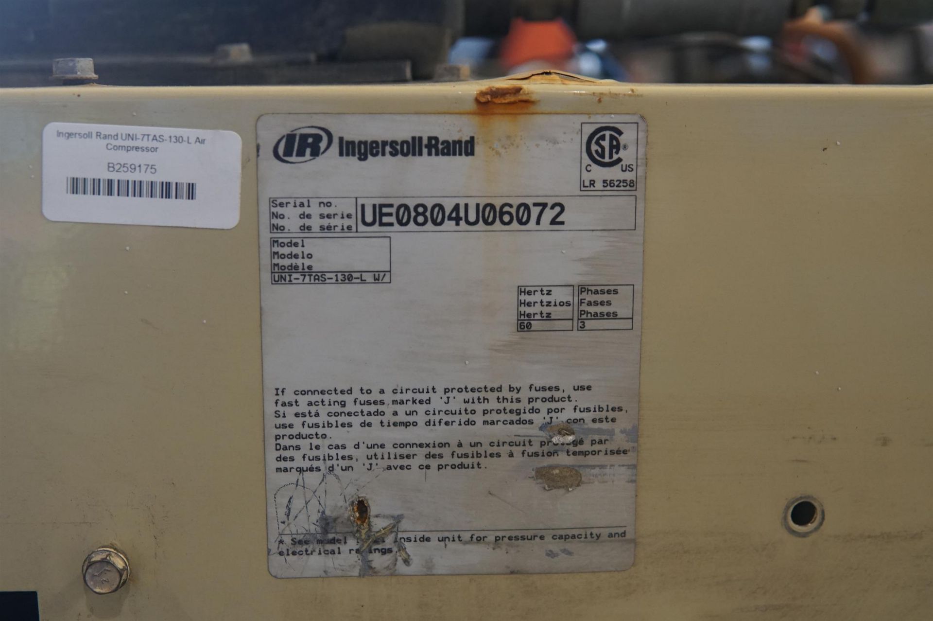 Ingersoll Rand UNI-7TAS-130-L Air Compressor- (LOADING FEE - $50) - Image 5 of 7