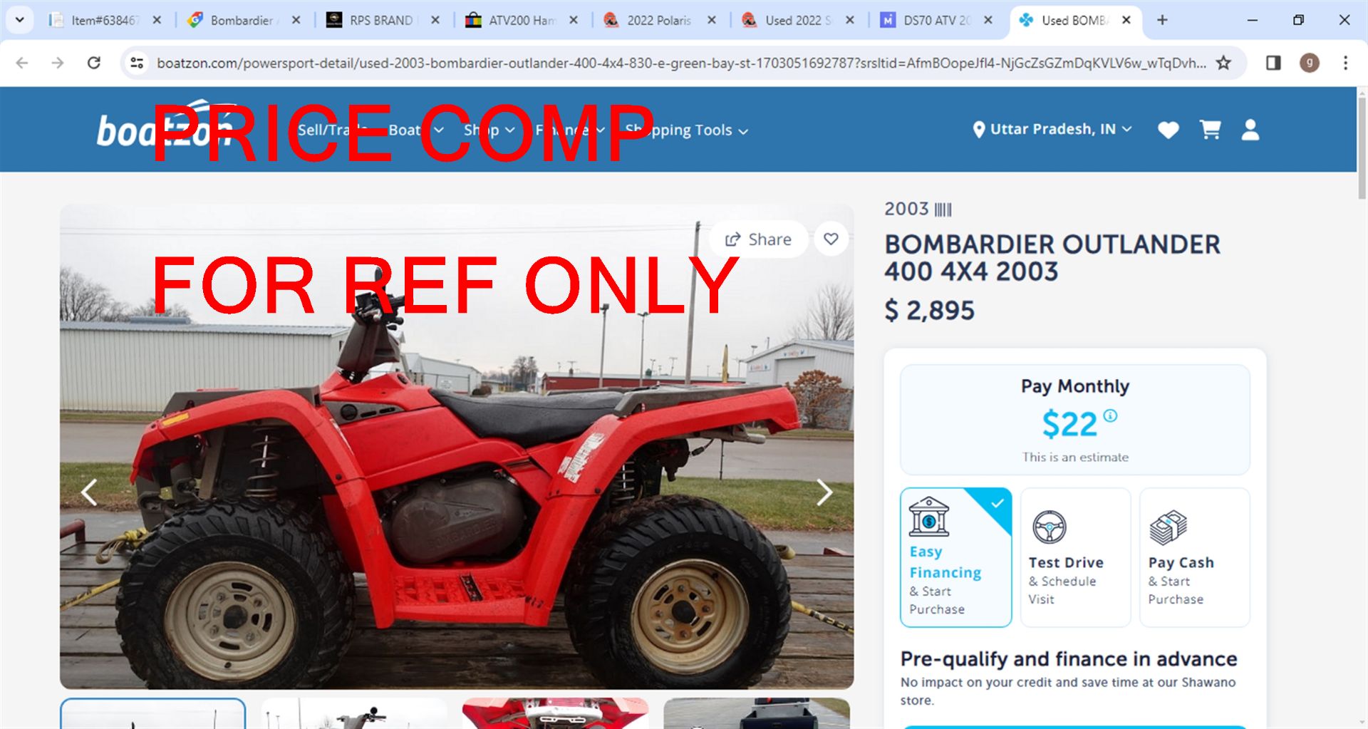 Bombardier ATV 4 Wheeler - Image 9 of 11