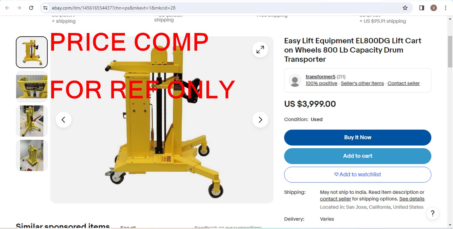 LiftOMatic Model Ergo Drum Dolley- (LOADING FEE - $25) - Image 5 of 7