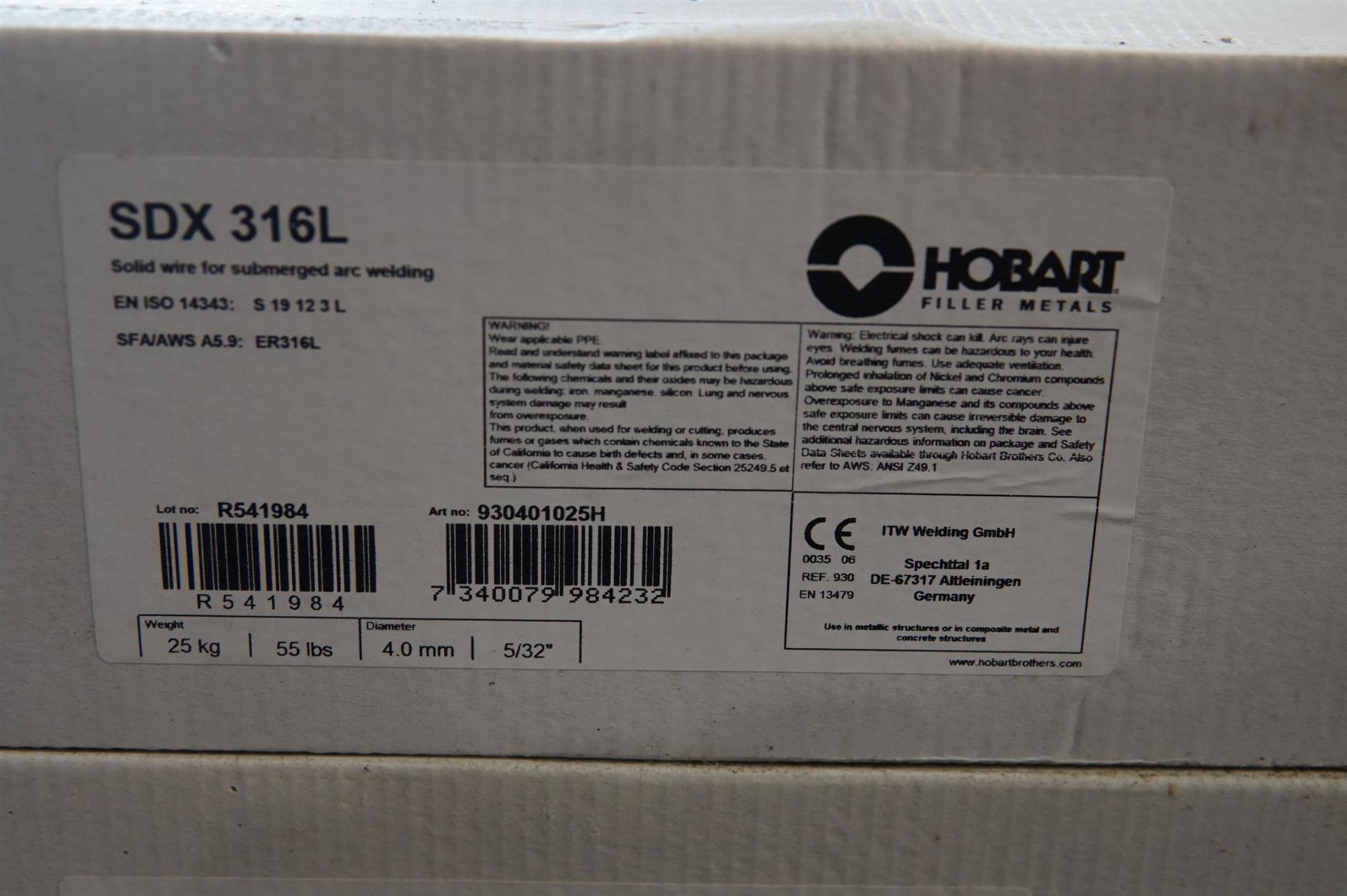Hobart SDX 316L 5/32 Welding Wire (8)- (LOADING FEE - $25) - Image 3 of 4