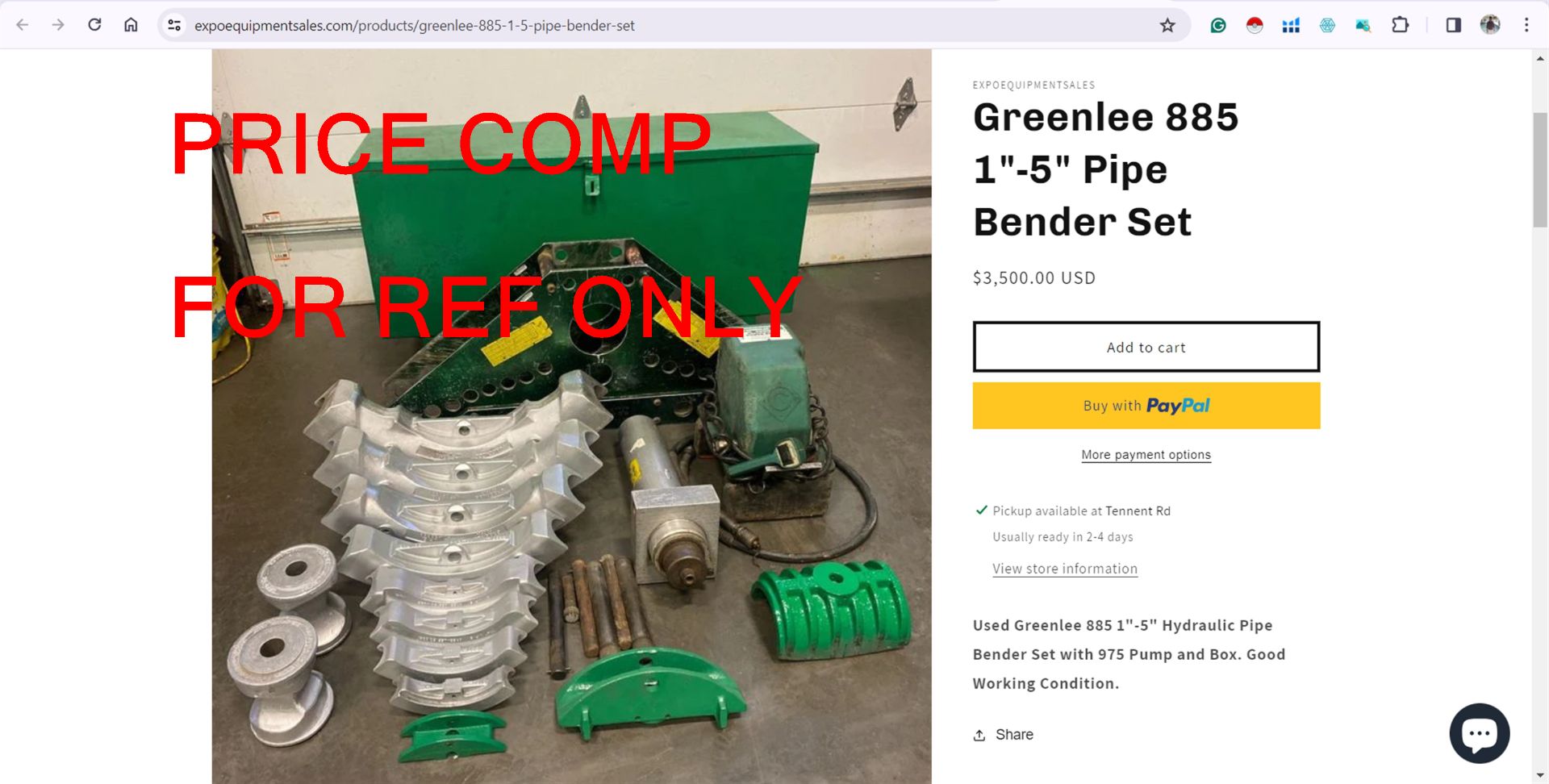 Greenlee Pipe Bender 8845- (LOADING FEE - $25) - Image 7 of 10