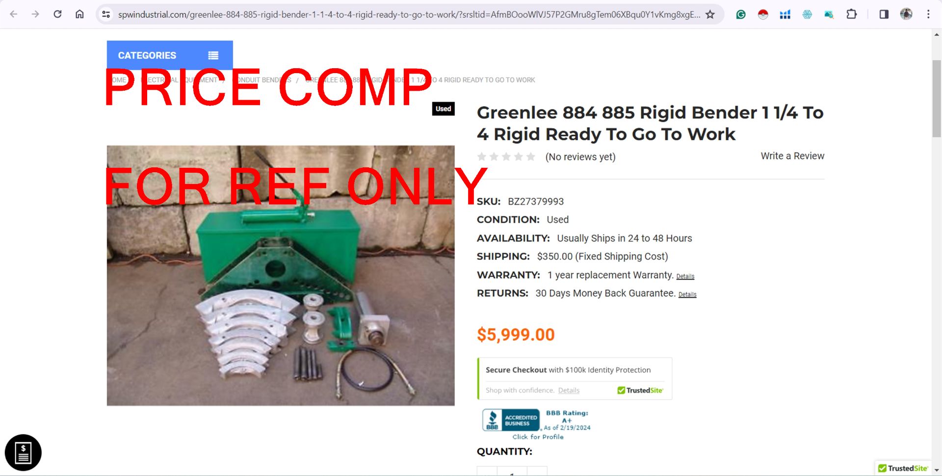 Greenlee Pipe Bender 8845- (LOADING FEE - $25) - Image 9 of 10