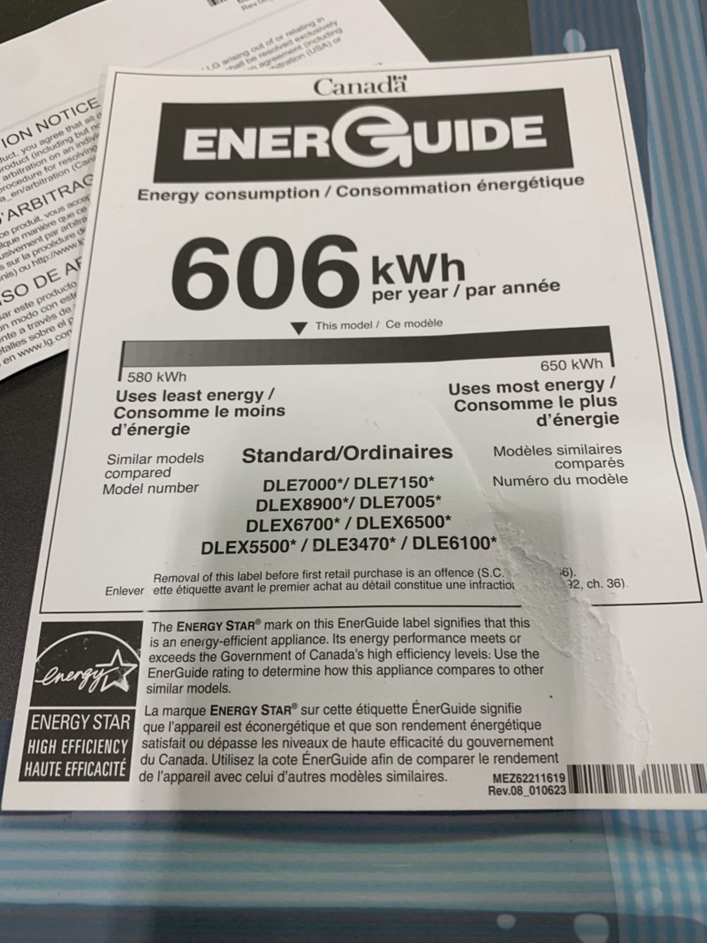 LG - Dryer, 27 inch Width, Electric, 7.4 cu. ft. Capacity, Steam Clean, 5 Temperature Settings, - Image 2 of 5