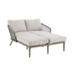 Allen + Roth - Wicker Outdoor Loveseat with White Cushion(S) and Aluminum Frame
