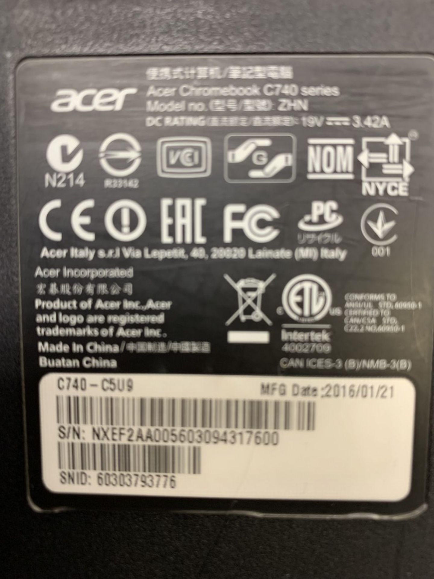 Acer - Chromebook C740 Series 11.6-Inch Hd, 4 Gb, 16Gb Ssd - Image 2 of 2